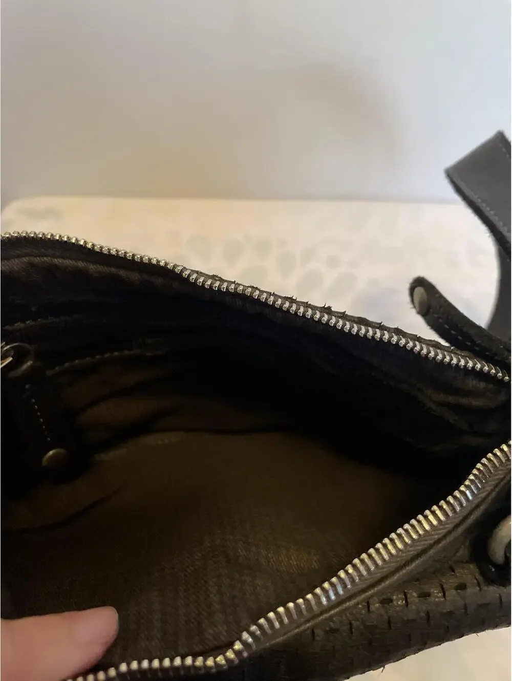 Vive La Difference Italy Black Leather Perforated Crossbody Bag Quiet Luxury
